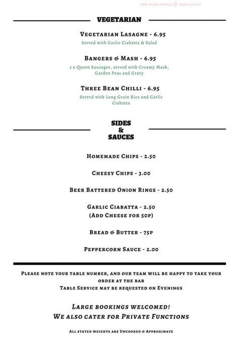 the cottage inn menu.